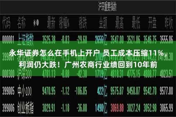 永华证券怎么在手机上开户 员工成本压缩11%，利润仍大跌！广州农商行业绩回到10年前